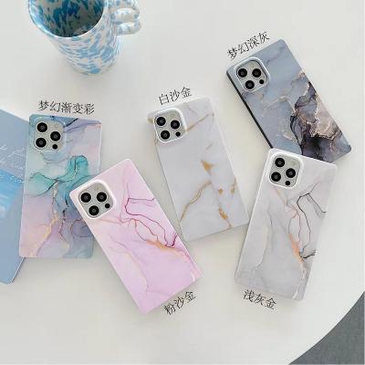 China Anti-fall new design square marble IMD tpu phone case for iphone 13 13pro 13pro max for sale