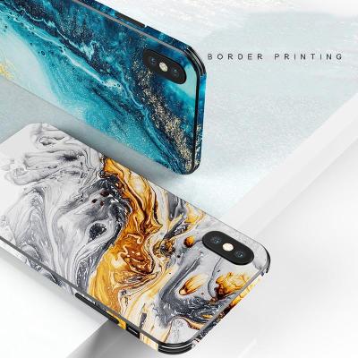 China Border Printing Case Amazon Top Selling Border Print Marble Glass Phone Case For iPhone X/XR/XS Max for sale