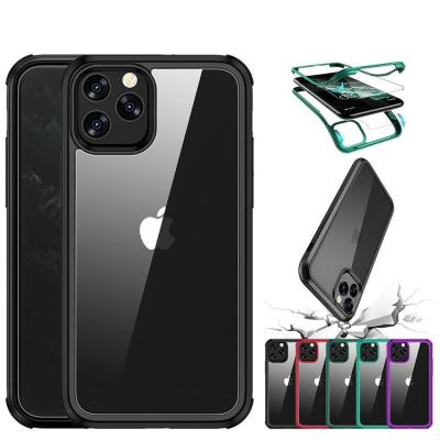 China Full Glass+TPU Case Cover Double Glass 2 In 1 TPU+glass Phone Case For iphone 11 4 Corner Shockproof Airbag Case for sale