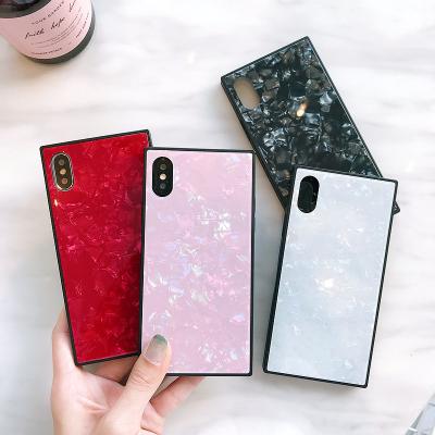 China Luxury Square Shape Shell Glass Shockproof Case For iPhone X for sale