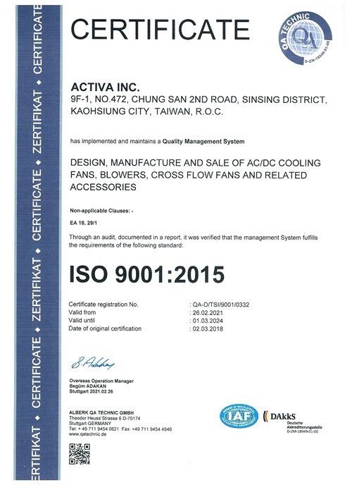 ISO9001 - ACTIVA INC.