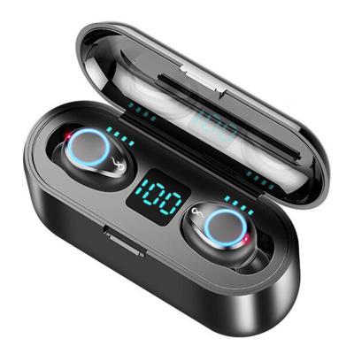 China 2021 F9 Tws Earphone Factory Price Perfect Sound Wireless Powerbank Power Bank Lcd Show F9 Earbuds Radio Headphones for sale