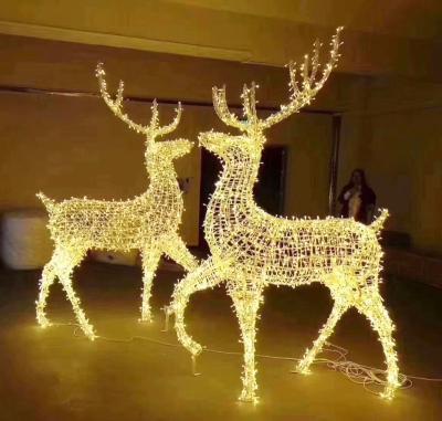 China Christamas Decoration OEM/ODM Outdoor Waterproof 3d LED Christmas Decorations Commercial Pattern Lights Reindeer Garland Light For Shopping Mall for sale