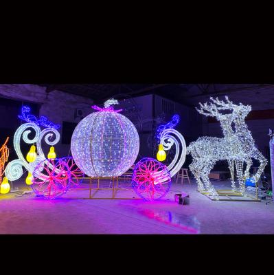 China 2023 Newest Use 2023 Commercial Design 3D LED Outdoor Christmas Reindeer Sleigh Decorations Pattern Light For Sale for sale