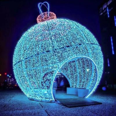 China 2023 Giant Multicolor Round Christmas Pattern Light Commercial Use Success 3D LED Ball For Outdoor Decoration for sale