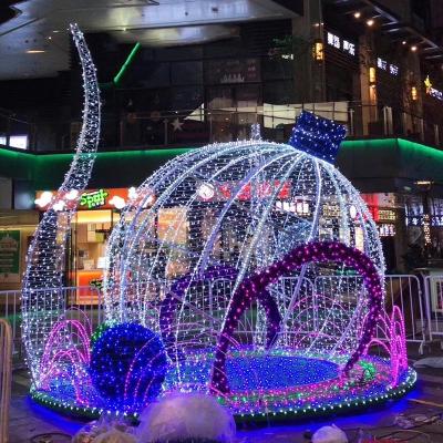 China Commercial Use 2023 Fashion Commercial Street Decoration Giant Light Ball Outdoor Pattern Lights 3D Christmas Ball For Christmas Holiday for sale