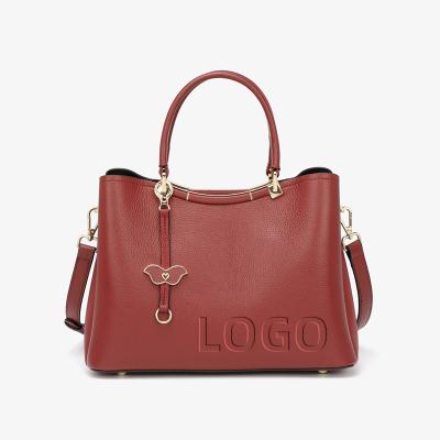 China Hand Held/Cross - Genuine Leather Wholesale Tote Bag With Custom Printed Logo Body/Shoulder Purses 2022 Real and Classic Handbags Bags For Women for sale