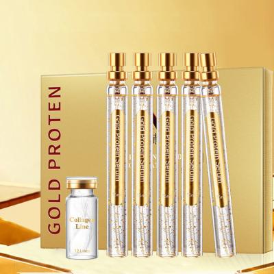 China Skin Revitalizer Free Sample Gold Protein Serum Face Firming Serum Gold Collagen Lifting Thread Cutting Protein Set Gold Line for sale