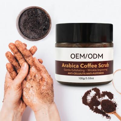 China Free Sample Vegan Exfoliator Organic Sugar Exfoliating Coffee Scrub Deep Cleansing Skin Whitening Face Body Coffee Scrub for sale