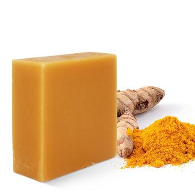 China Free Sample Turmeric Shower Base Cleansing Handmade Bath Soap Organic Skin Whitening Anti-acne Turmeric Soap for sale