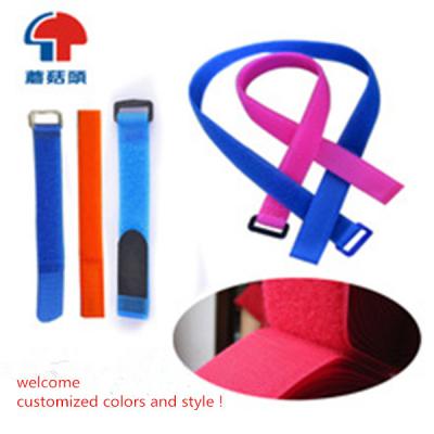 China velcro Belt hook and loop strap with buckle for sale