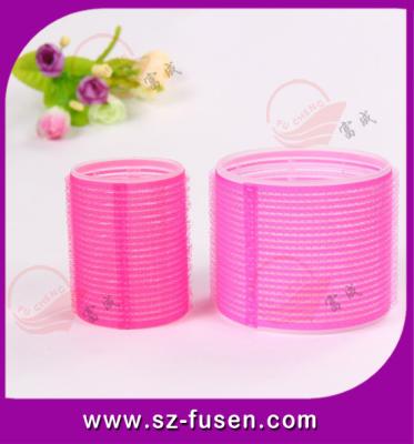 China Soft Large Pink Velcro Hair Rollers / Hot Rollers For Long Hair for sale