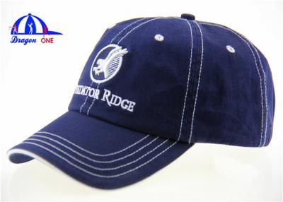 China Navy Blue 6 Panel Cotton Heavy Washed Baseball Caps With 3D Embroidery Logo for sale