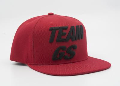 China Dark Red 100% Acrylic 3D Embroidered Baseball Caps Customized Snap Back for sale