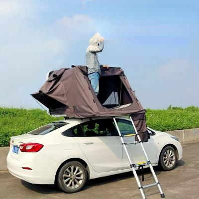 China Extended Type Hard Side Open Roof Awning Car Roof Bed Fully Automatic Outdoor Self Driving Camping Roof Top Tent for sale