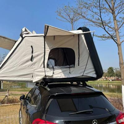 China Extended type canvas car suv 2 person roof tent car tent outdoor offroad camping top tent for sale