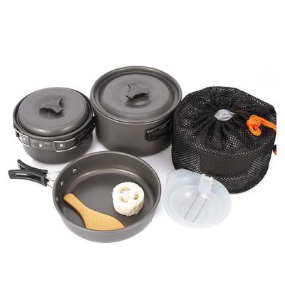 China Cookware Aluminum Camping Pots And Pans Set Raising Backpacking Outdoor Cooking Set for sale