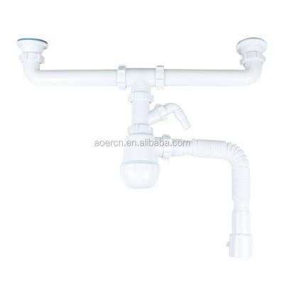 China Modern Plastic Siphon Double Sink Basin Drainer Bottle Waste Trap for sale