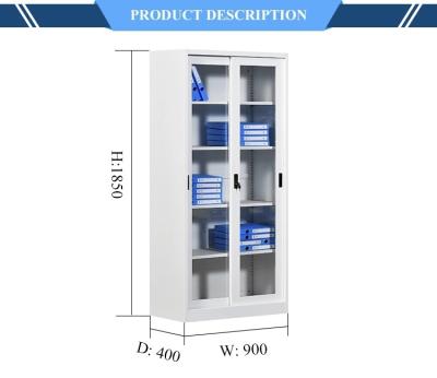 China 2 Glass Sliding Door Metal Filing Cupboard Metal Storage Cabinet for sale