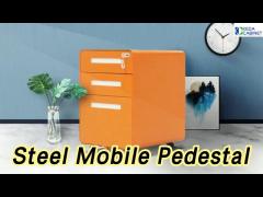 Round Edge 3 Drawer Steel Mobile Pedestal Movable Cabinet For Office