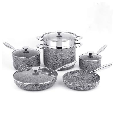 China Sustainable Ceramic Cooking Pot Cookware Sets Die Cast Aluminum Nonstick for sale