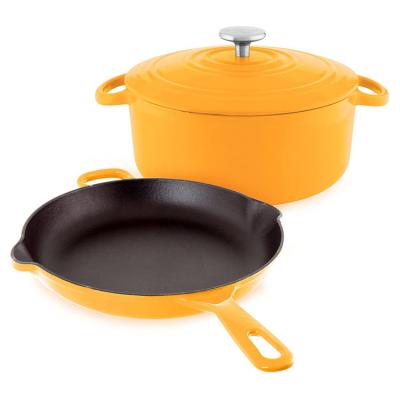 China Sustainable Wholesale High Quality Home Kitchen Custom Cooking Non Stick Enamel Cast Iron Cookware Sets for sale