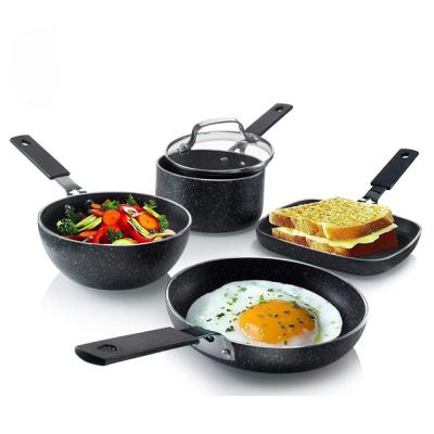 China Suitable price quality guaranteed viable mini aluminum nonstick cookware sets in granite nonstick coating for sale