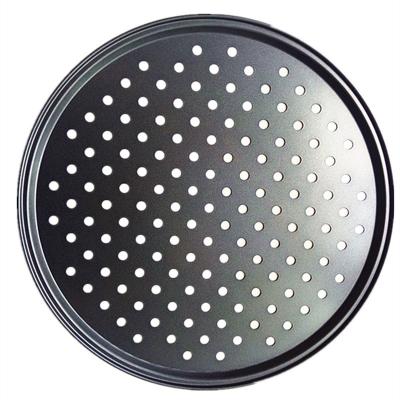 China Viable ready to ship new type of attractive price black carbon steel pizza pan with holes for sale