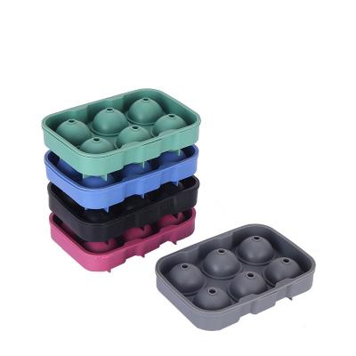 China Viable Ready To Ship Round Silicone 6 Hole Ice Cube Ball Tray Brick Mold Sphere Mold Bar Ice Hockey Maker for sale