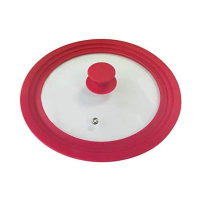 China OEM Viable Glass Lid With Universal Silicone Rim High Temperature Resistant Silicone Jar Glass Cover for sale