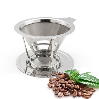 China Durable Pourover Stand Coffee Spout and Cone Coffee Filter Cone Stainless Steel Spill Over Coffee Spout Set for sale