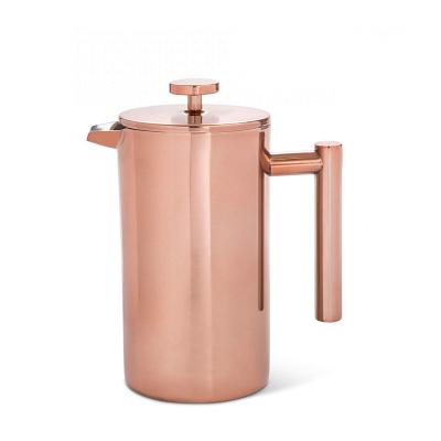 China WITH LID Rose Gold Insulation Wall Stainless Steel Double Press Coffee Press Maker Colorful Hot Stainless French Logo Press for sale