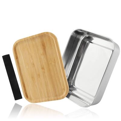 China Unique Viable Wooden Children's Restaurant Style Bento Lunch Steel Lunch Box for sale