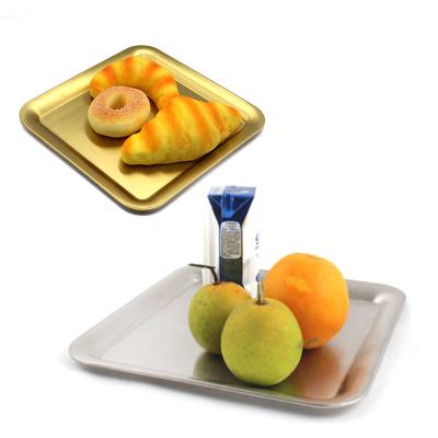 China Durable Heavy Duty Metal Plate Square Steel Dessert Salad Bowl Stainless Food Serving Dishes Lunch Tray for sale