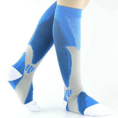 China Compression Breathable Long Nylon Quick Dry Football Boots Knee High Striped Sports Mens Long Soccer Socks for sale