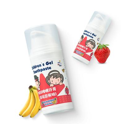 China Whitening Hot Sale Baby Gel Toothpaste Less Fluoride Anti Cavity Kids Strawberry Banana Toothpaste Teeth Whitening Kids Oral Care for sale