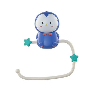 China Cute New Design Cute Penguin Baby Bathroom Towel Rack Wall Sticker Set No Drill Handle Holder Suction Cup No Drill for sale