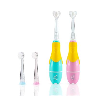 China Battery Operated Cute Penguin 3 Sides Baby Sonic Electric Toothbrush IPX7 Waterproof Soft Hair With Replace Primary Toddler Oral Care for sale