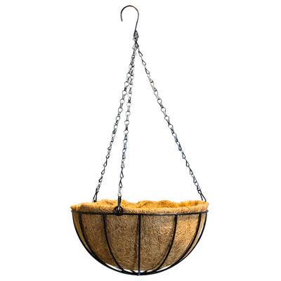 China Eco-Friendly Decoration Indoor Outdoor Metal Garden Planter Hanging Basket Around Window Deck Coco Coir Coating Coconut Hanging Basket for sale