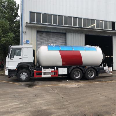 China Carbon steel 6x4 HOWO 25000 liters RHD LHD lpg tanker truck for sale