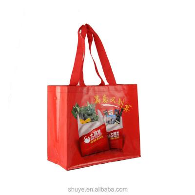 China Handled Non Woven PP Tote Bags Custom Logo Eco-friendly Shopping Bags For Supermarket Promotion for sale