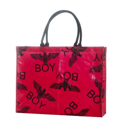 China Promotion Wholesale Supermarket Tote Bag Reusable Laminated Portable Shopping PP Handled PP Woven Bag Printing Logo for sale