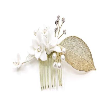 China Wedding Bride Hair Jewelry Headband Factory Directly To Supply Hair To Comb Wedding Hair Accessories Jewelry Gold Wedding Hair Comb for sale