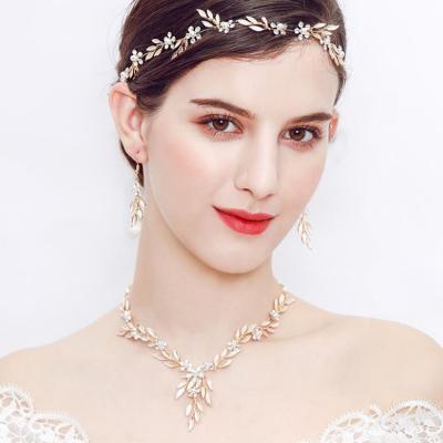 China 2021 Wholesale Romantic Weddings Fashion Jewelry Necklace And Earring Sets Set Bridal Necklace Earrings for sale