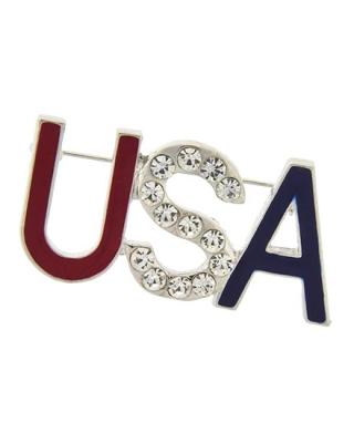 China 2021 New Wedding Style Letter Brooch Girls Rhinestone Brooch USA Words Alloy Brooch for sale