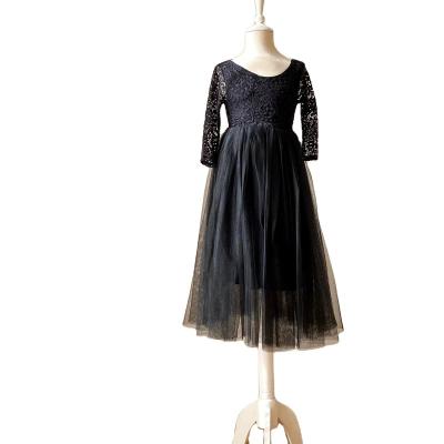 China Breathable All Black Girls Dresses 2-12 Girl's Tulle Maxi Dress for sale