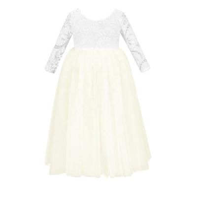 China Breathable Ivory Lace Tulle Girls Shift Dress for sale