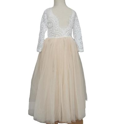 China 2022 Girl's Breathable Lace Cocoyeye Champagne Straight Tulle Maxi Dress for sale