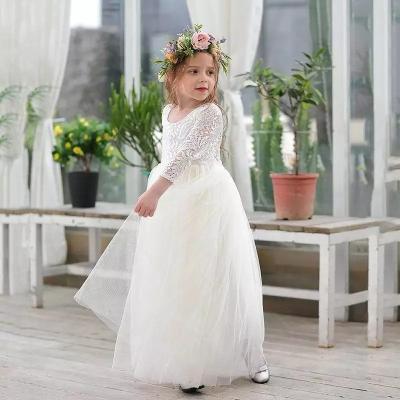 China Cocoyeye Breathable 2022 Ivory Color Toddler Girl Lace Maxi Dresses for sale