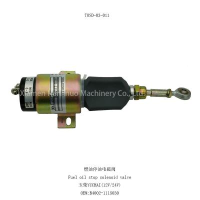 China Machinery Repair Shops Excavator Electrical Parts YC4112 Fuel Extinguishing Solenoid TOSD-03-011 B4002-1115030 12 Volt Diesel Engine Stop Solenoid Valve for sale